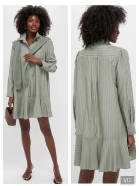 Tuckernuck Green Stripe Callahan Shirt Dress Size XS NWT